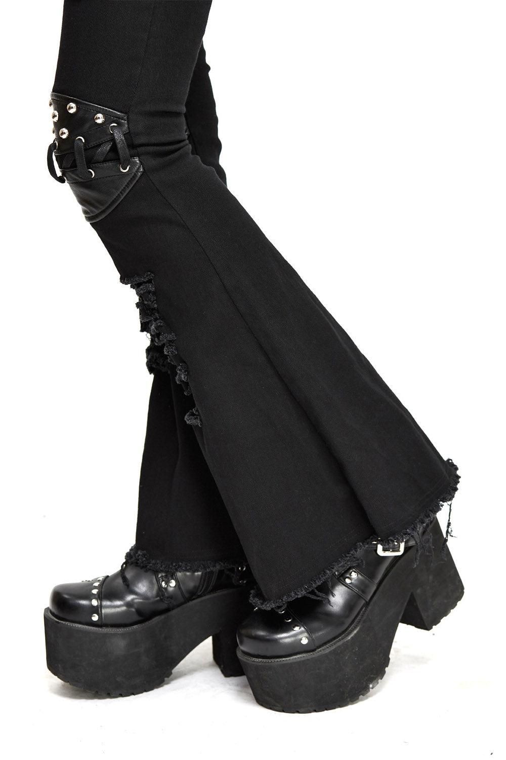 Bellatrix Strange Shredded Bell Bottoms - womens bottoms - VampireFreaks - Devil Fashion