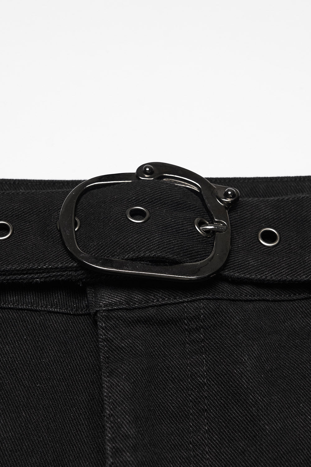 mens distressed black baggy pants with belt