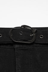 mens distressed black baggy pants with belt