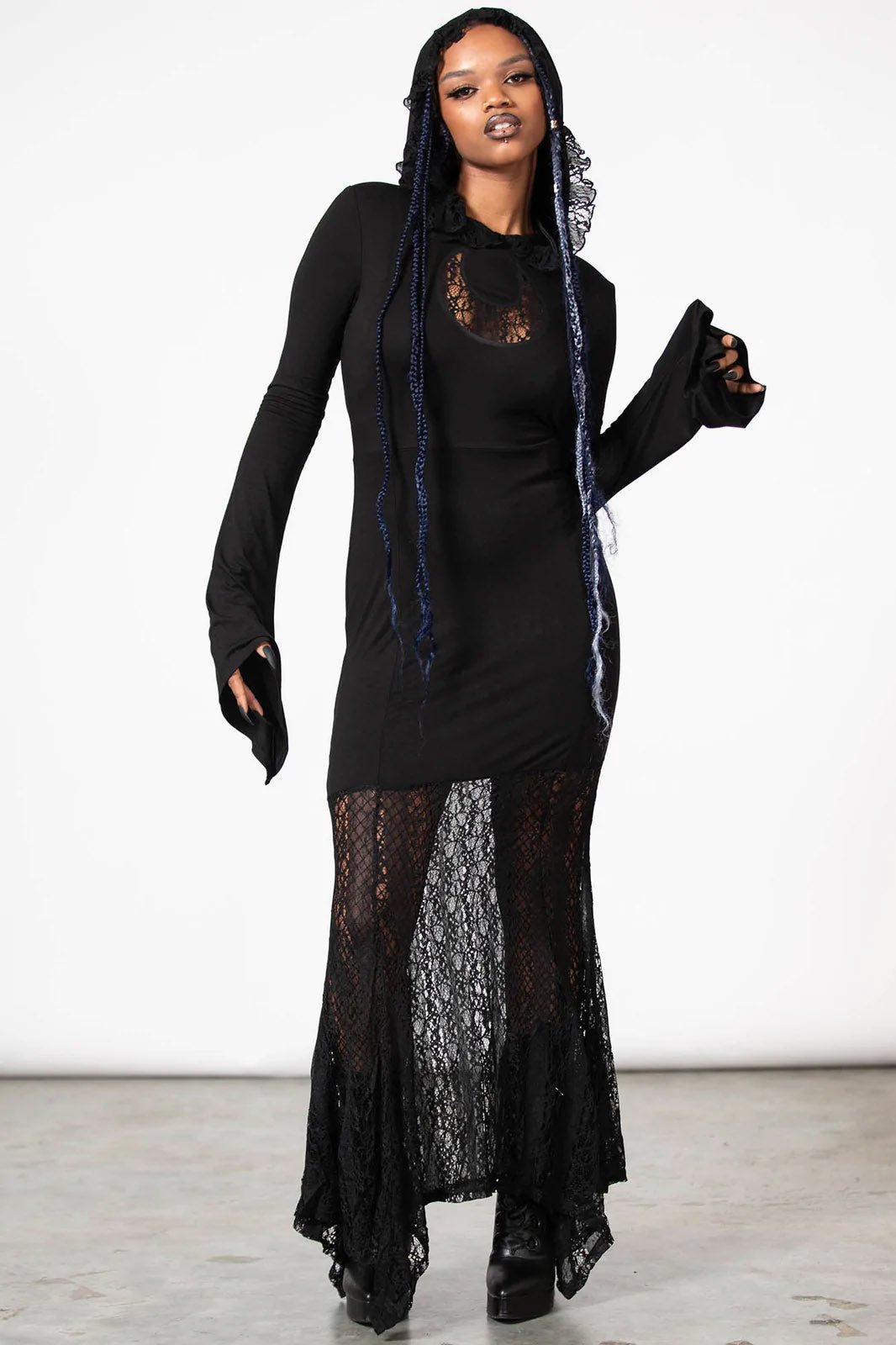 Besome Hooded Maxi Dress - dresses - VampireFreaks - Killstar