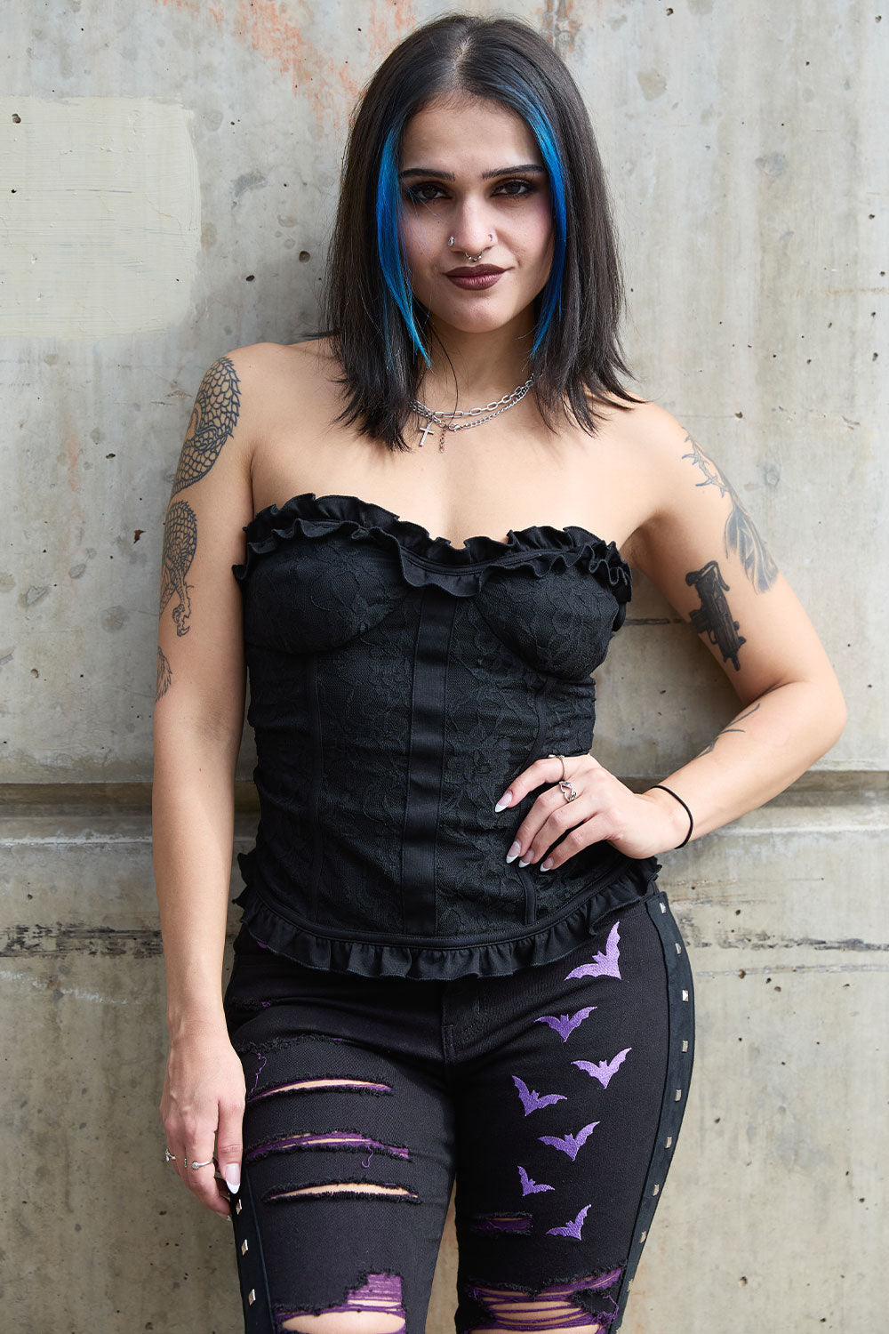 gothic romantic strapless lace bustier