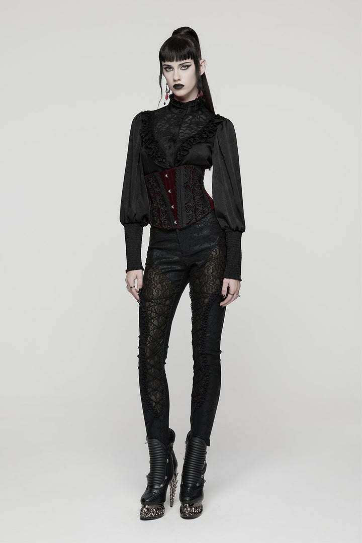 lace-up corset floral lace gothic blouse