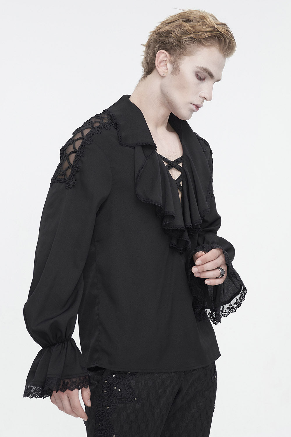 mens gothic long sleeve flared cuff shirt 