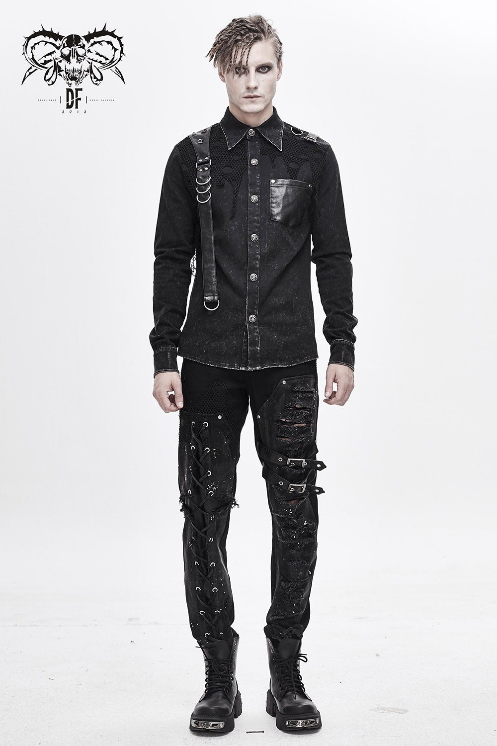 Biopunk Distressed Top - mens tops - VampireFreaks - Devil Fashion