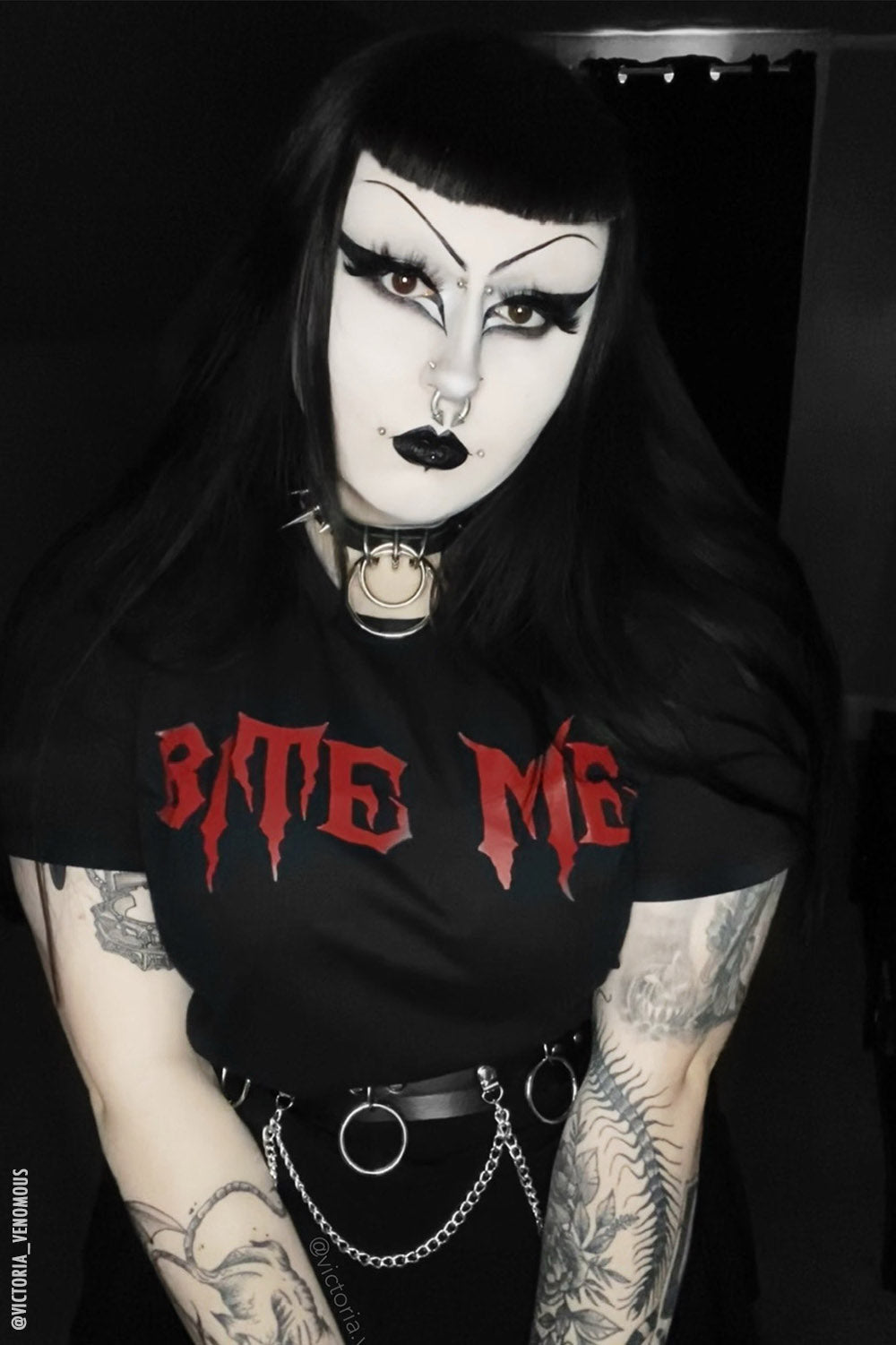 Bite Me Crop Top - womens graphic tees - VampireFreaks - VampireFreaks