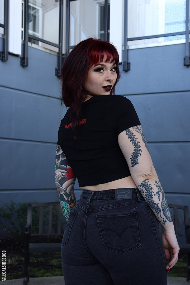 Bite Me Crop Top - womens graphic tees - VampireFreaks - VampireFreaks