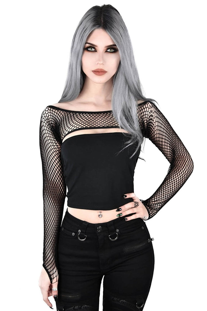 Bite Me Fishnet Bolero [B] - womens tops - VampireFreaks - Killstar