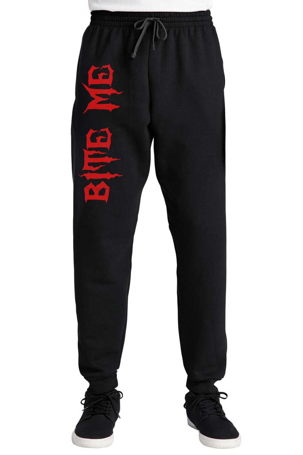 "bite me' graphic vampire goth sweatpants