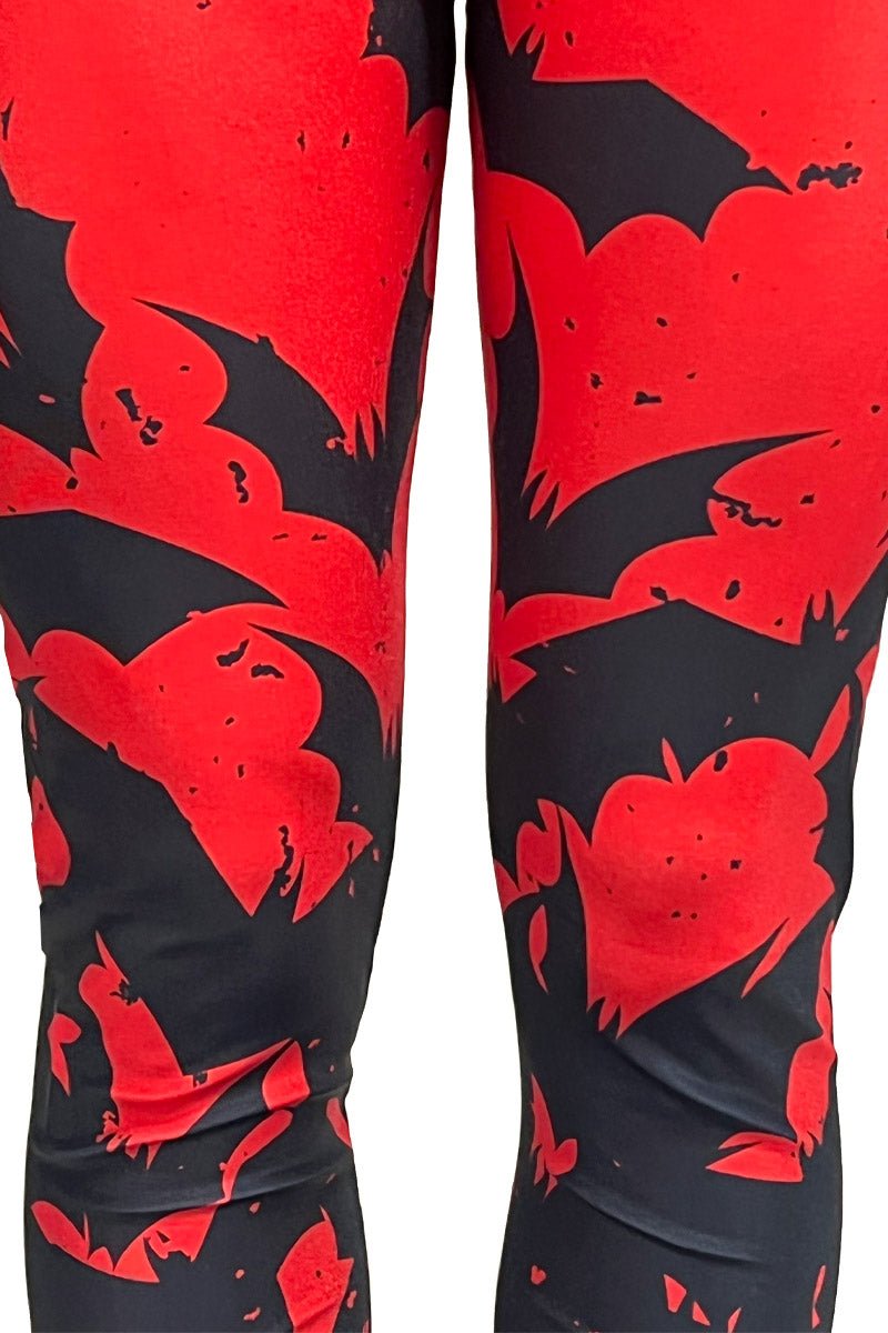 Bite Me Vampire Bat Leggings [RED/BLACK] - womens bottoms - VampireFreaks - VampireFreaks