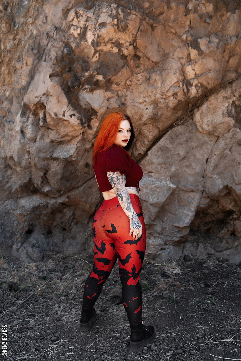 Bite Me Vampire Bat Leggings [RED/BLACK] - womens bottoms - VampireFreaks - VampireFreaks