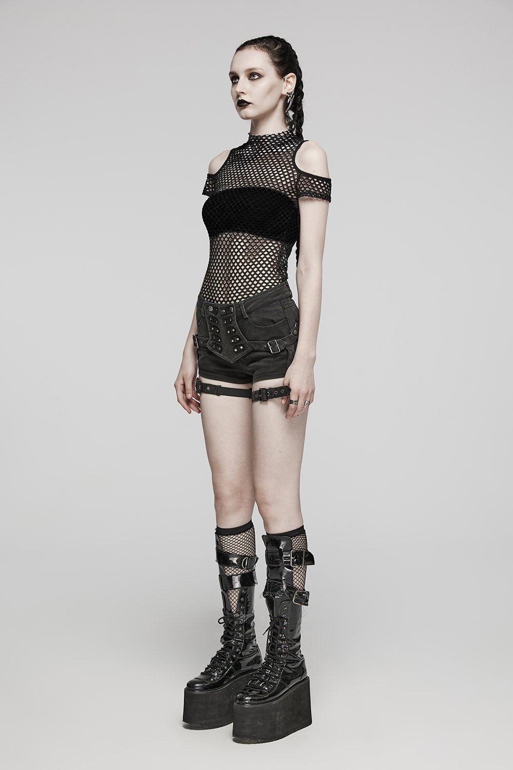 Bitten Cold Shoulder Fishnet Top – VampireFreaks