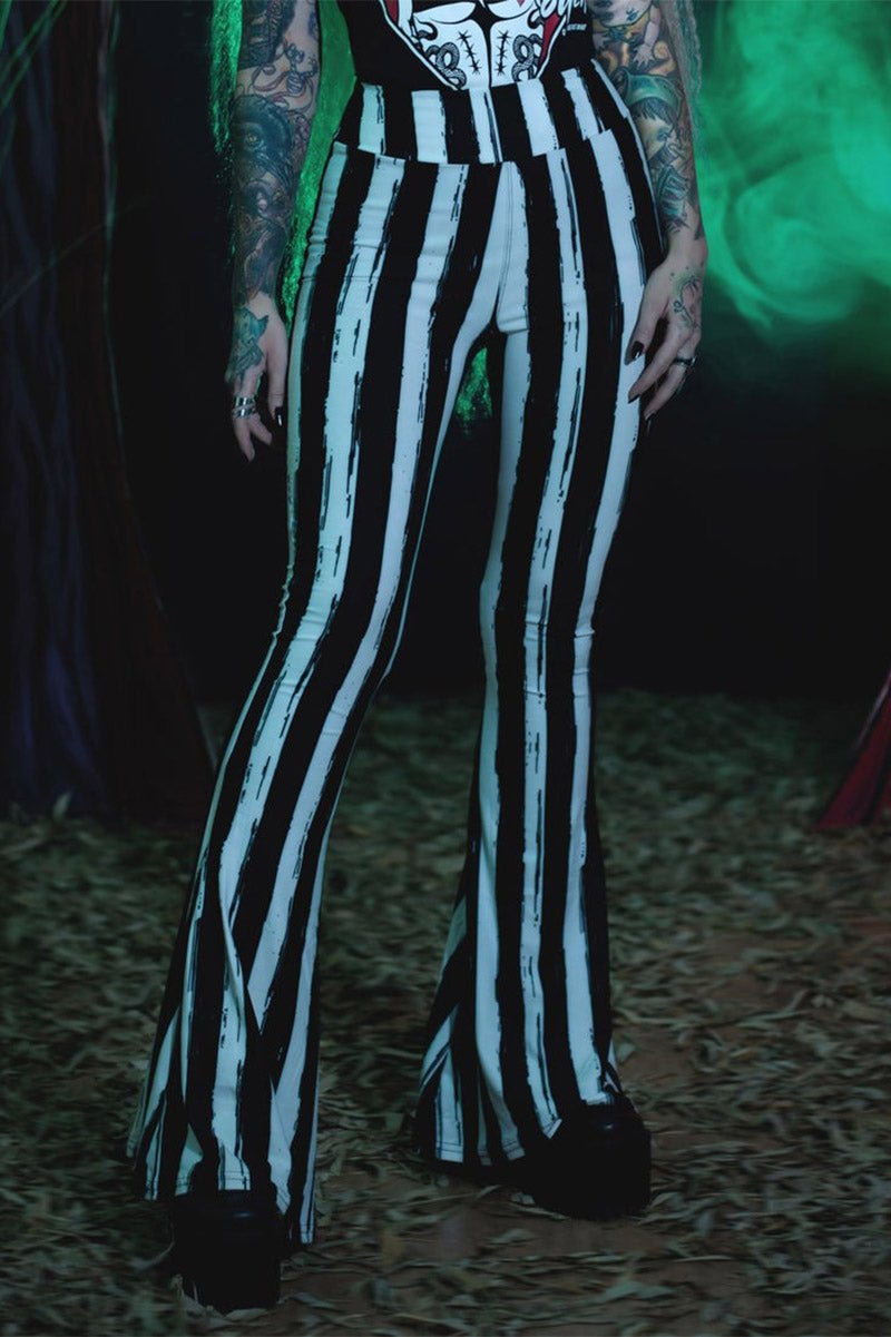 Distressed Beetlejuice Gestreifte Hellz Bellz Schlaghosen [SCHWARZ/WEI ...