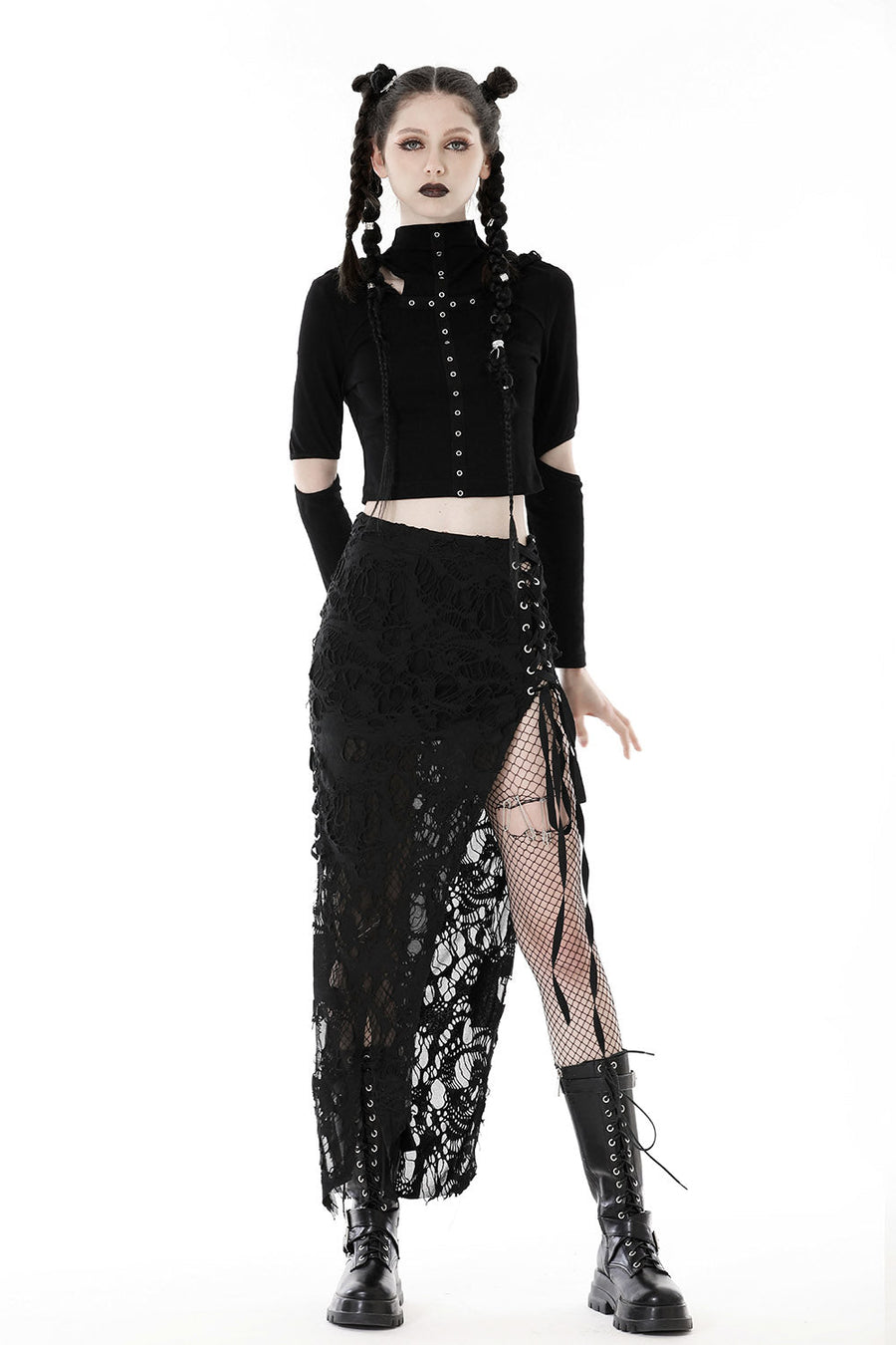 Black Apocalypse Maxi Slit Skirt - skirts - VampireFreaks - Dark In Love