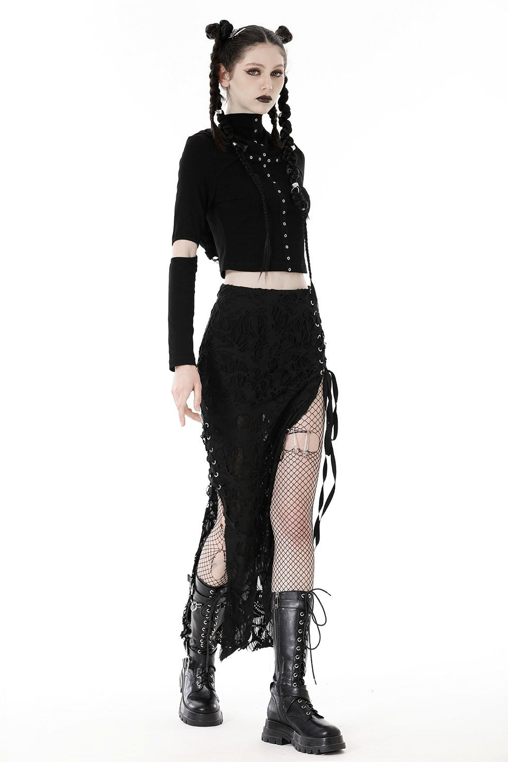 Black Apocalypse Maxi Slit Skirt - skirts - VampireFreaks - Dark In Love