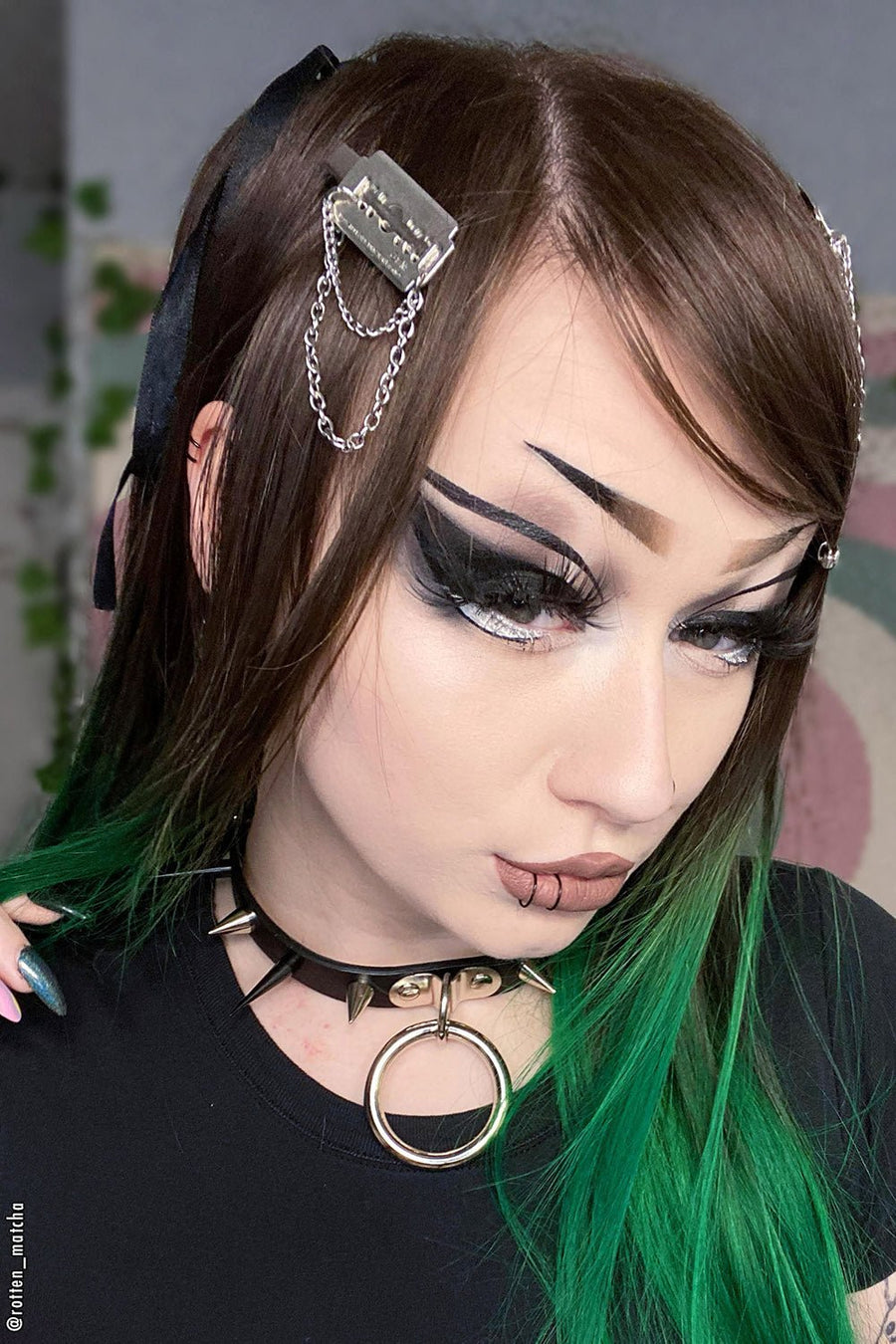 Black Ashes Choker [SILVER/BLACK SPIKES] - chokers - VampireFreaks - VampireFreaks