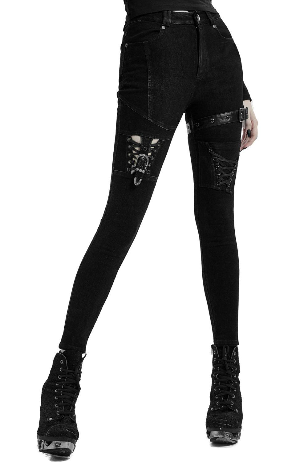 Black Ashes Thigh Harness Pants - womens bottoms - VampireFreaks - Punk Rave