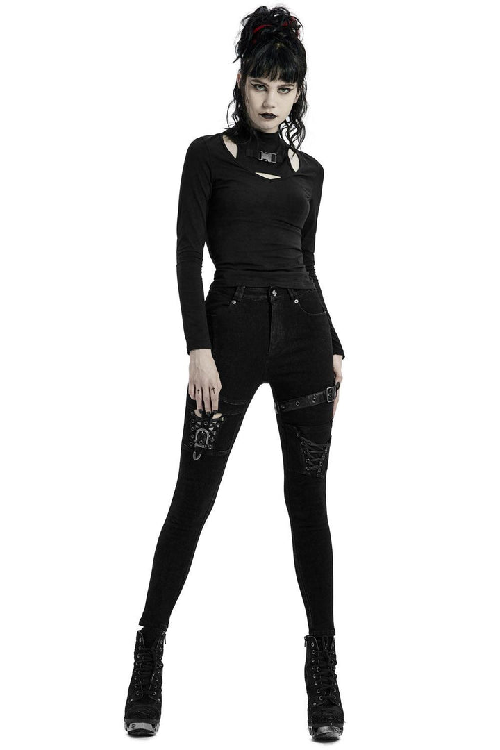 Black Ashes Thigh Harness Pants - womens bottoms - VampireFreaks - Punk Rave