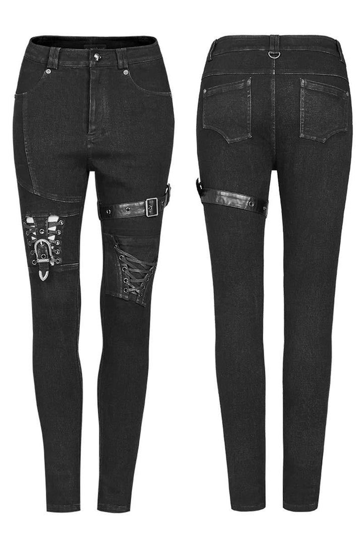 Black Ashes Thigh Harness Pants - womens bottoms - VampireFreaks - Punk Rave