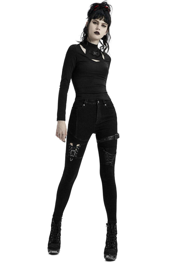 Black Ashes Thigh Harness Pants - womens bottoms - VampireFreaks - Punk Rave