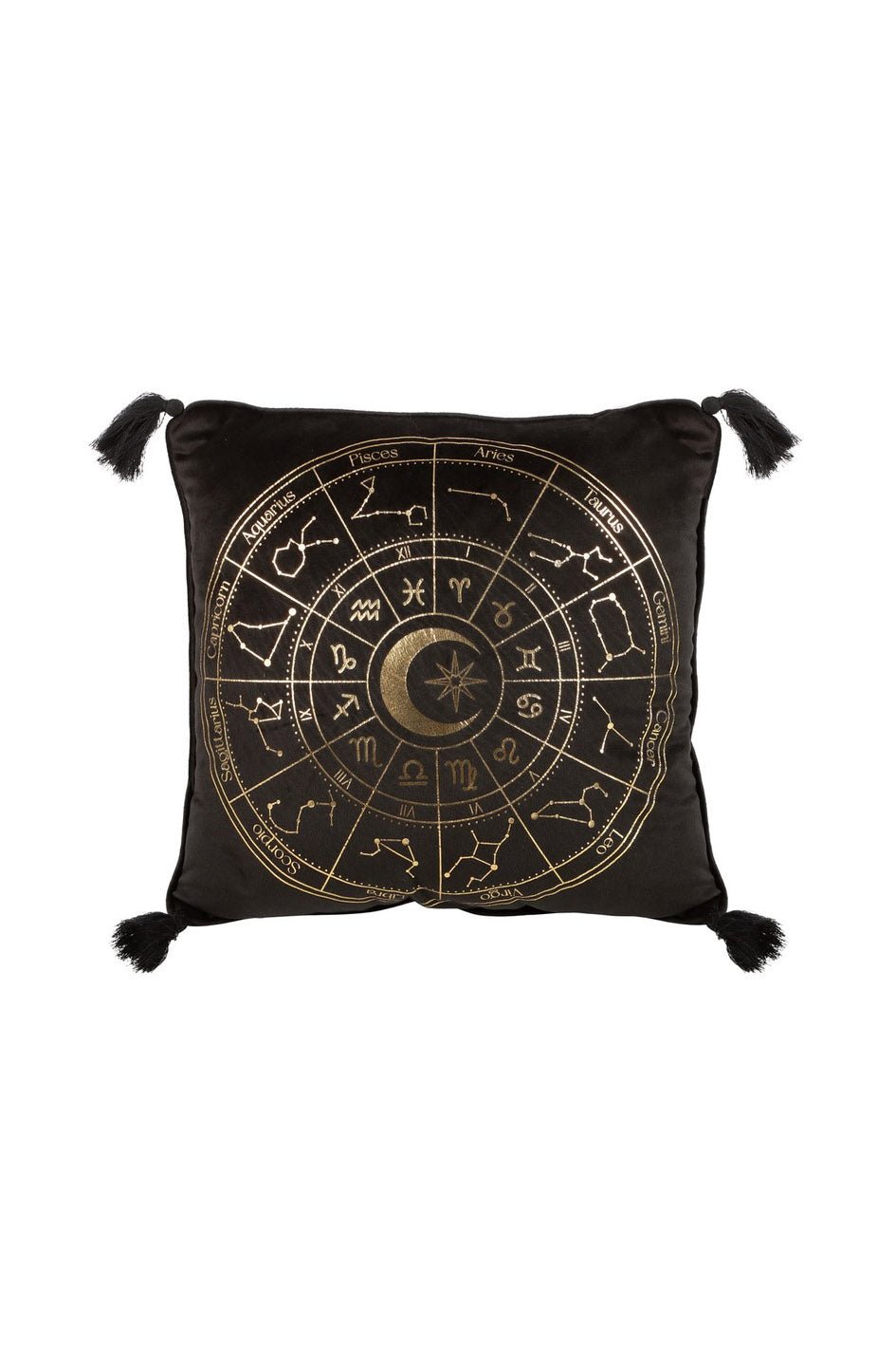 Black Astrology Wheel Cushion