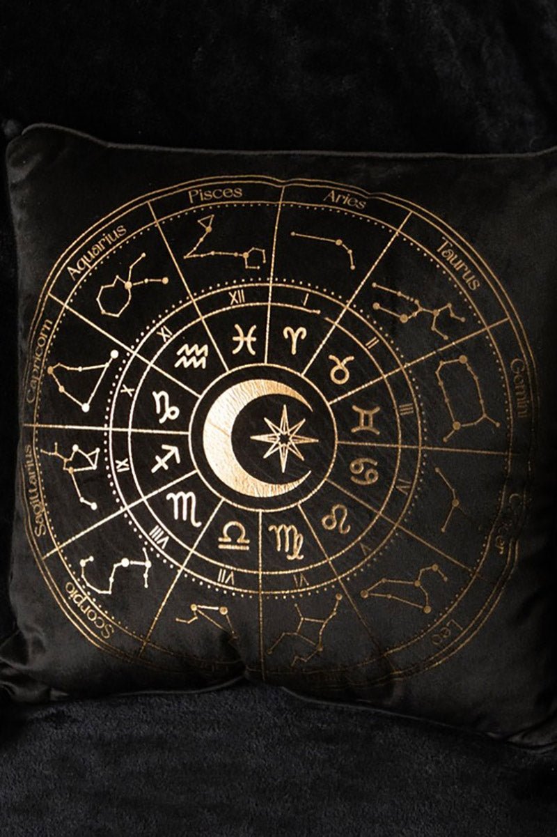 Black Astrology Wheel Cushion