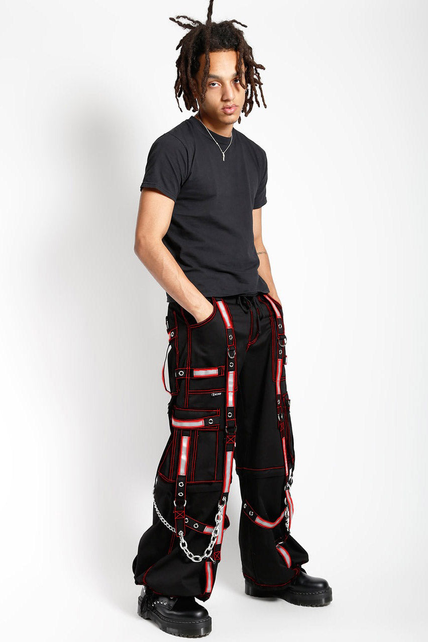 mens raver baggy leg pants made of black cotton 
