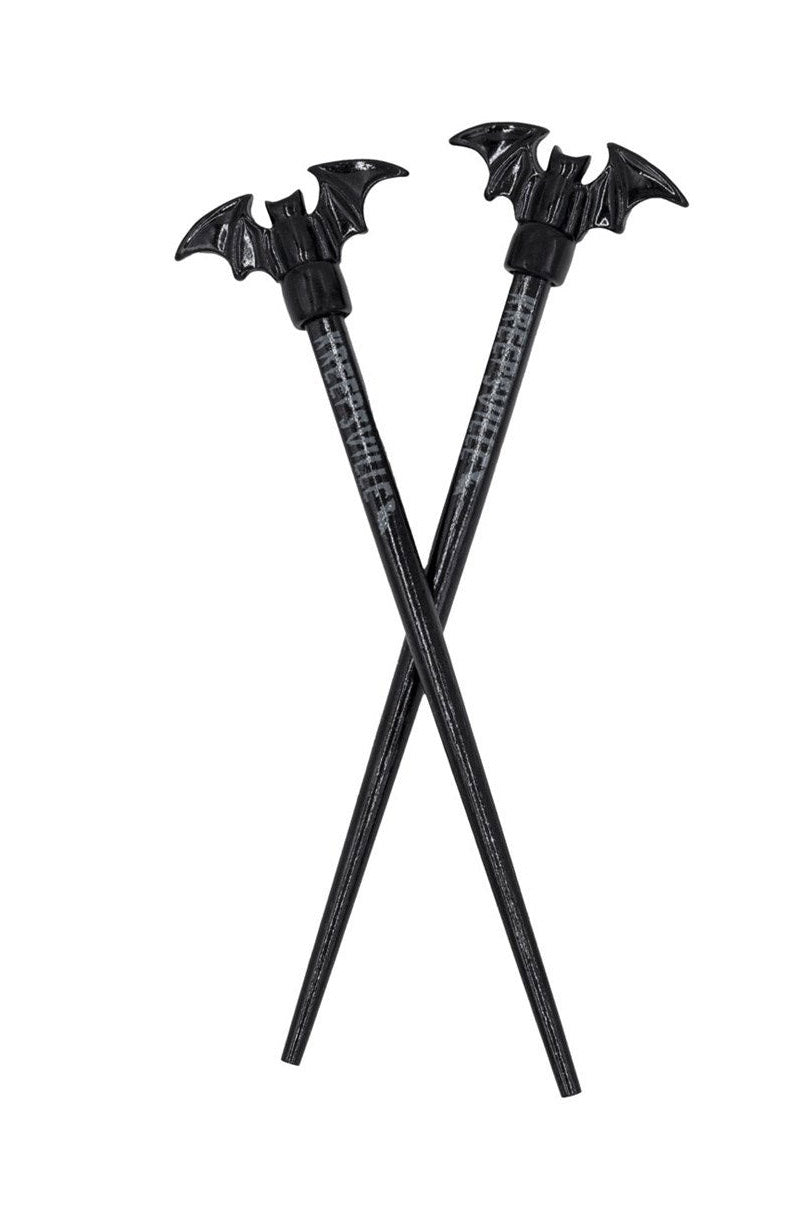 Black Bat Hair Sticks - hats & scarves & headwear - VampireFreaks - Kreepsville