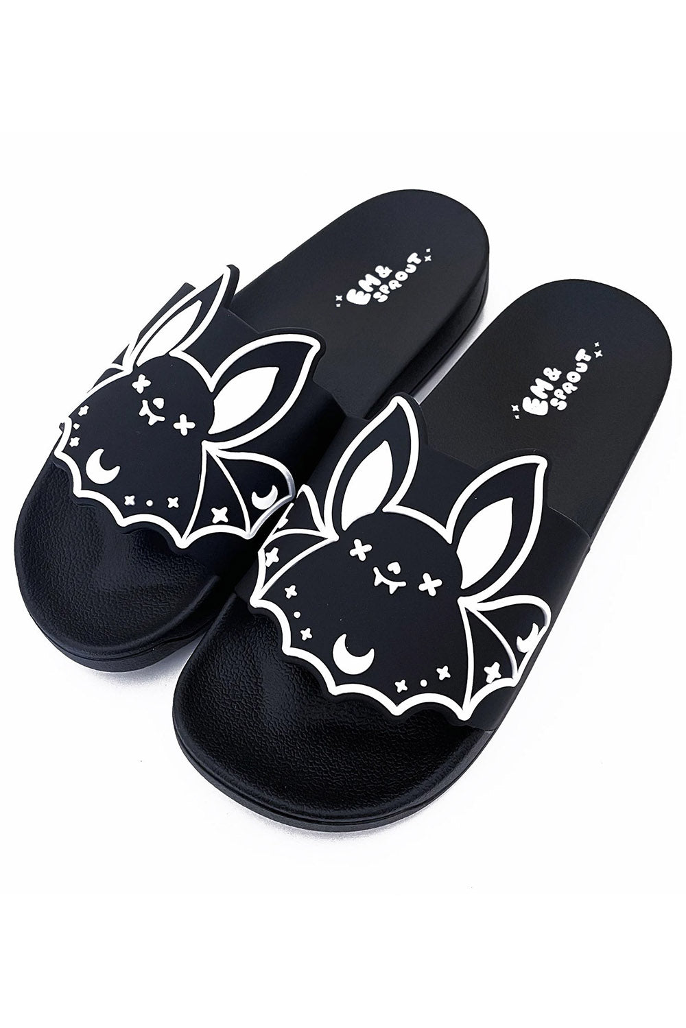 Black Bat Slides - womens shoes - VampireFreaks - Em & Sprout