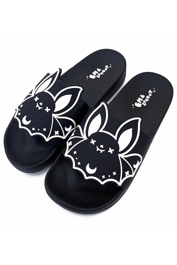 Black Bat Slides - womens shoes - VampireFreaks - Em & Sprout