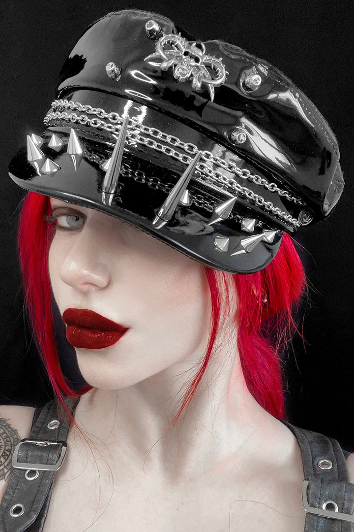 Black Battle Spiked Hat - hats & scarves & headwear - VampireFreaks - Devil Fashion