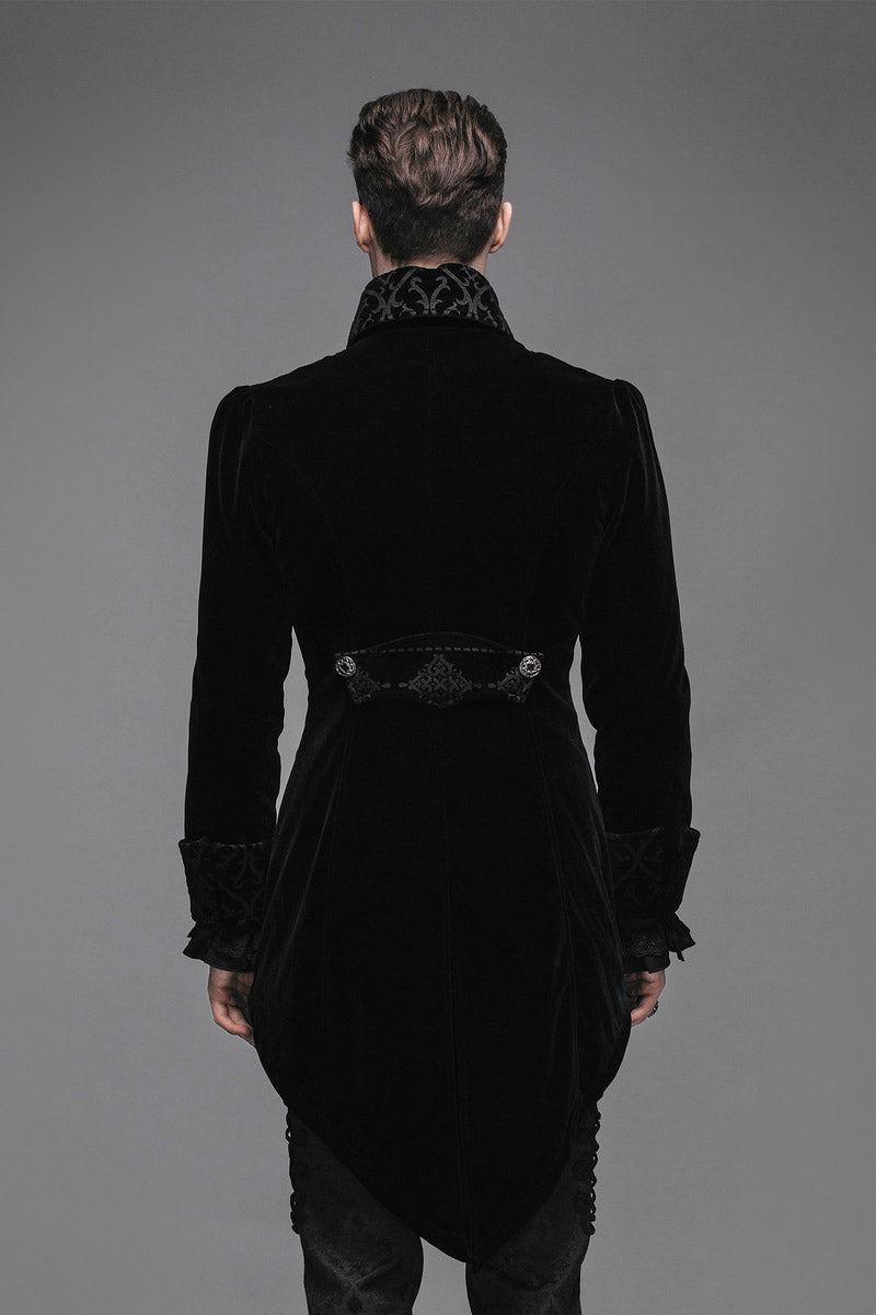 Black Blood Velvet Coat [BLACK] - mens outerwear - VampireFreaks - Devil Fashion