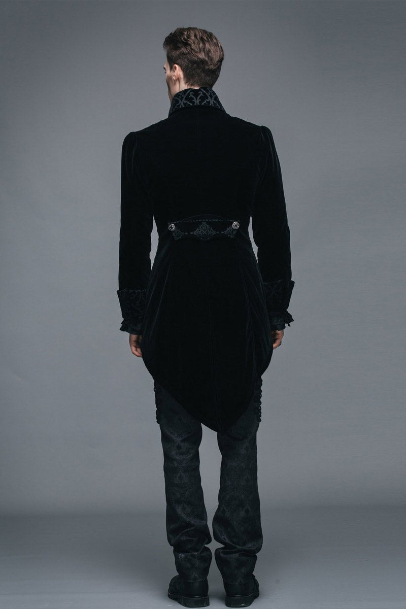 Black Blood Velvet Coat [BLACK] - mens outerwear - VampireFreaks - Devil Fashion