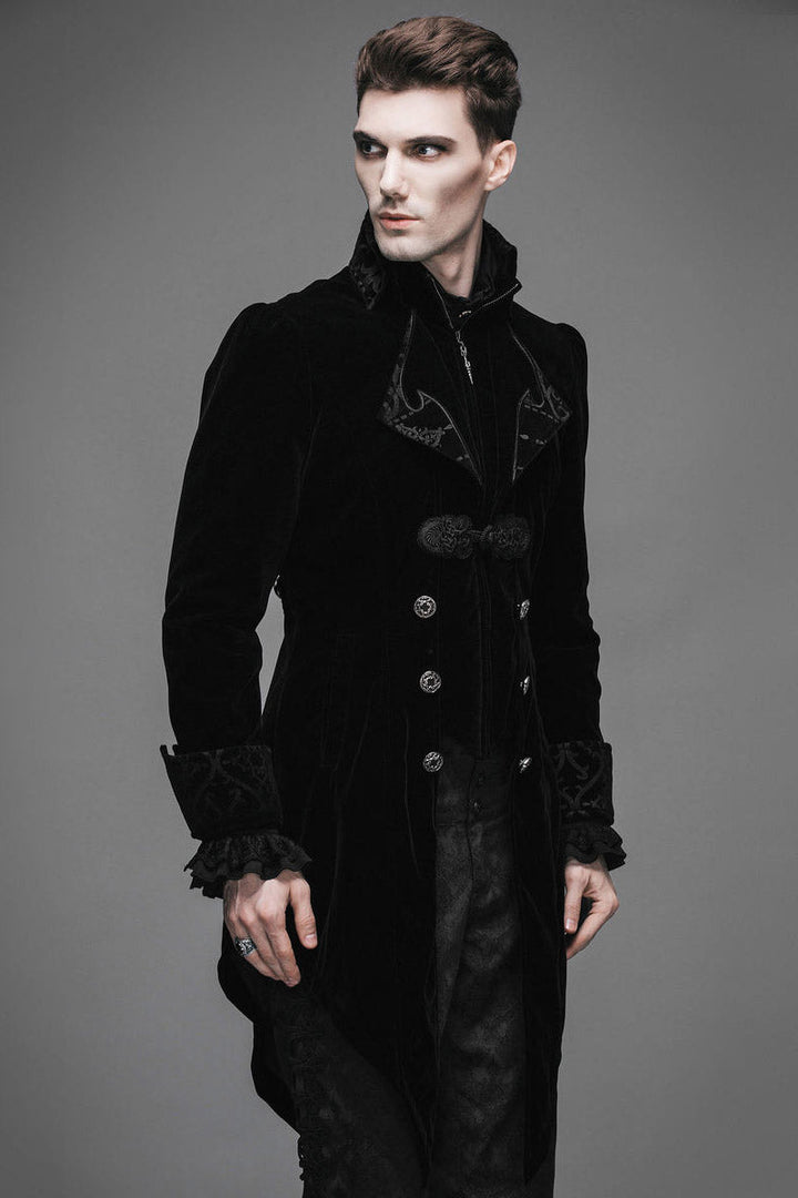 Black Blood Velvet Coat [BLACK] - mens outerwear - VampireFreaks - Devil Fashion