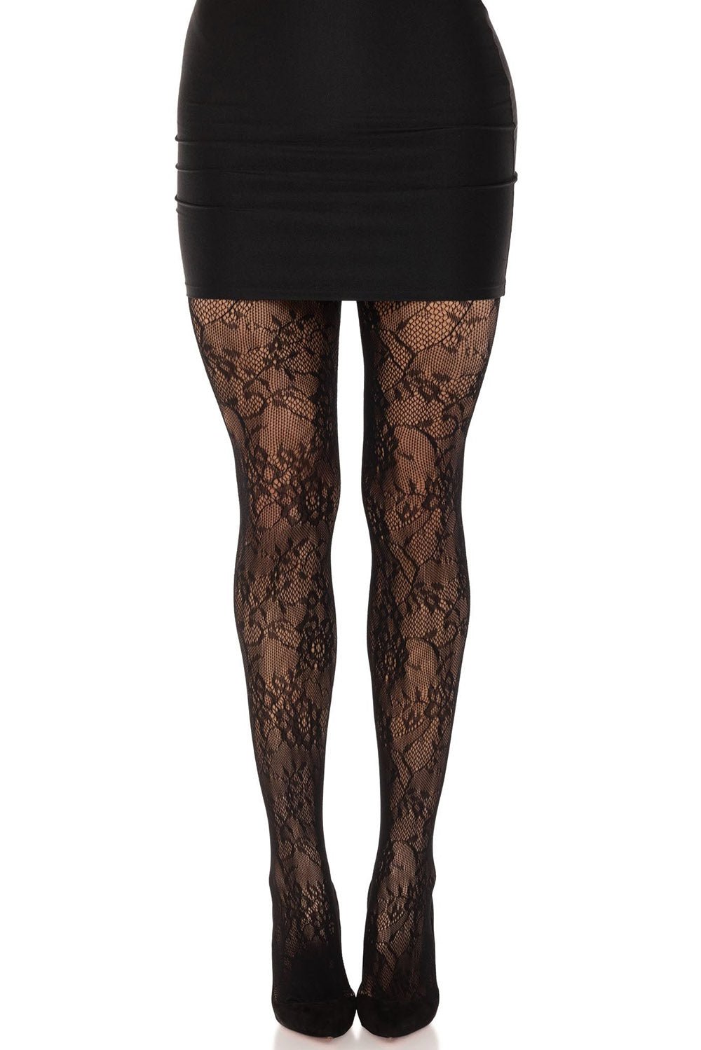 Black Blossoms Gothic Fishnet Tights - socks & stockings - VampireFreaks - Leg Avenue