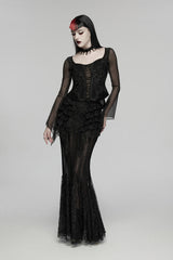 square neckline gothic long sleeve lace top