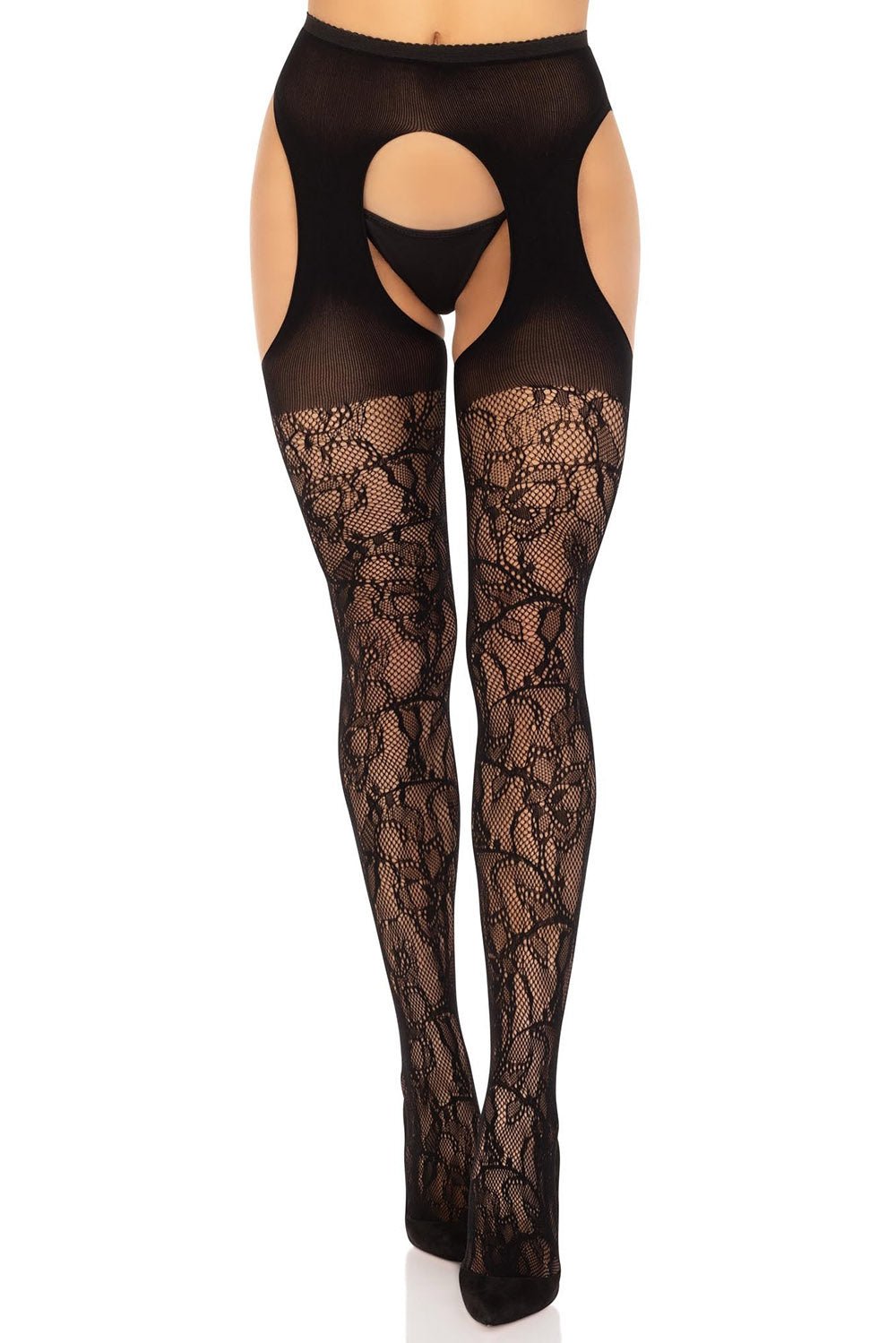 Black Botany Suspender Stockings - socks & stockings - VampireFreaks - Leg Avenue