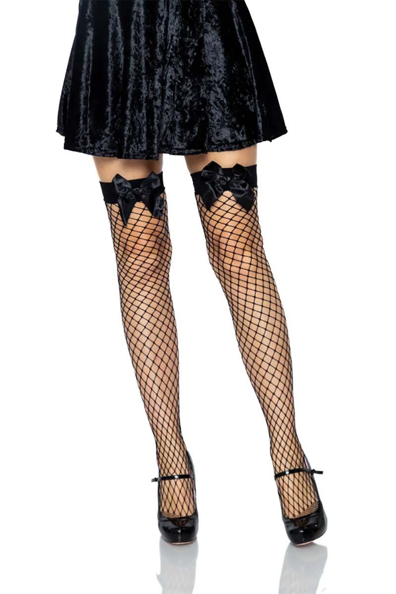 Black Bow Bride Thigh Highs - socks & stockings - VampireFreaks - Leg Avenue