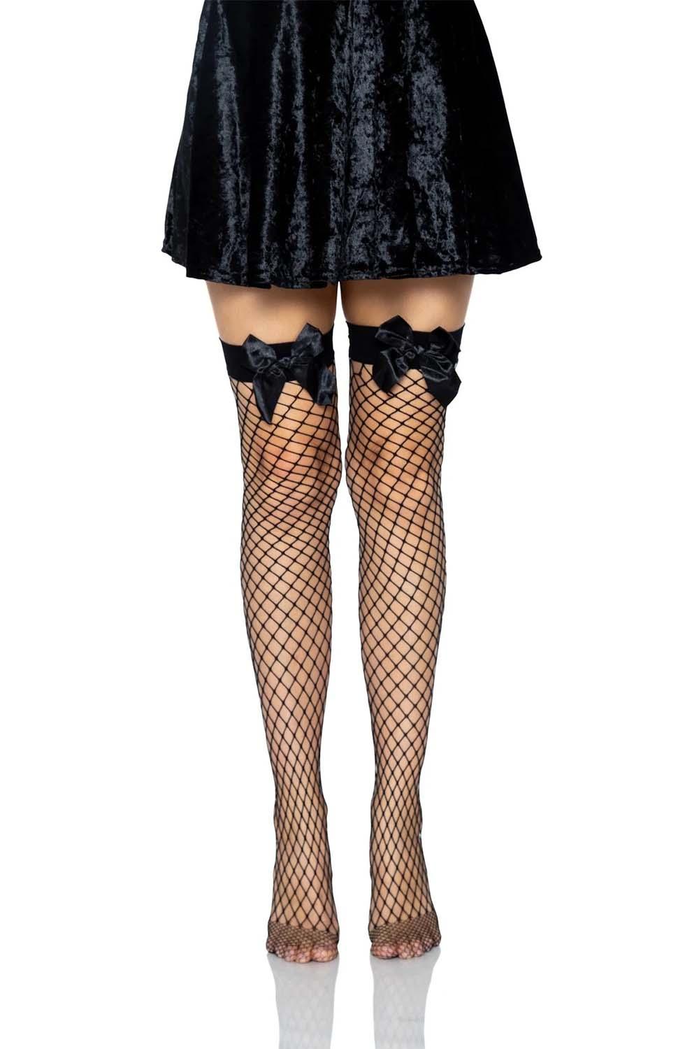 Black Bow Bride Thigh Highs - socks & stockings - VampireFreaks - Leg Avenue