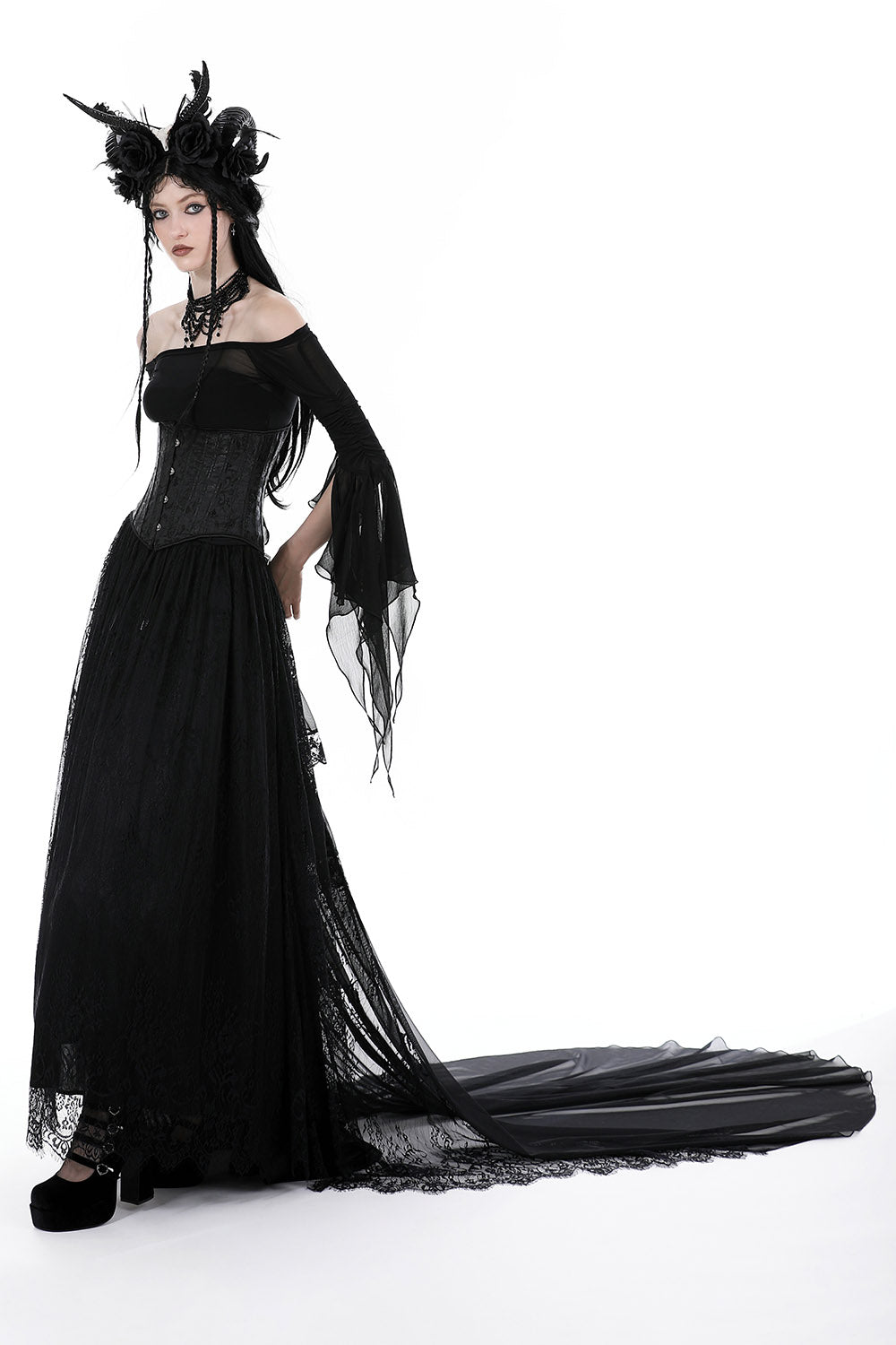 Black Bridal Bustle Skirt - skirts - VampireFreaks - Dark In Love