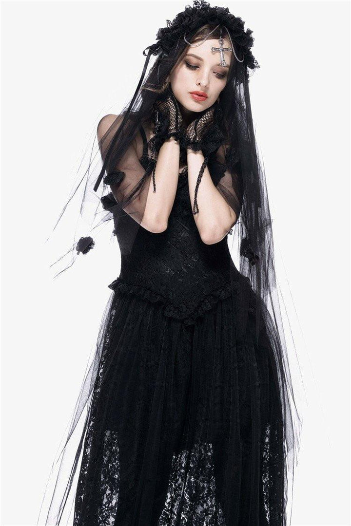 Black Bride Vintage Goth Bridal Veil - hats & scarves & headwear - VampireFreaks - Dark In Love