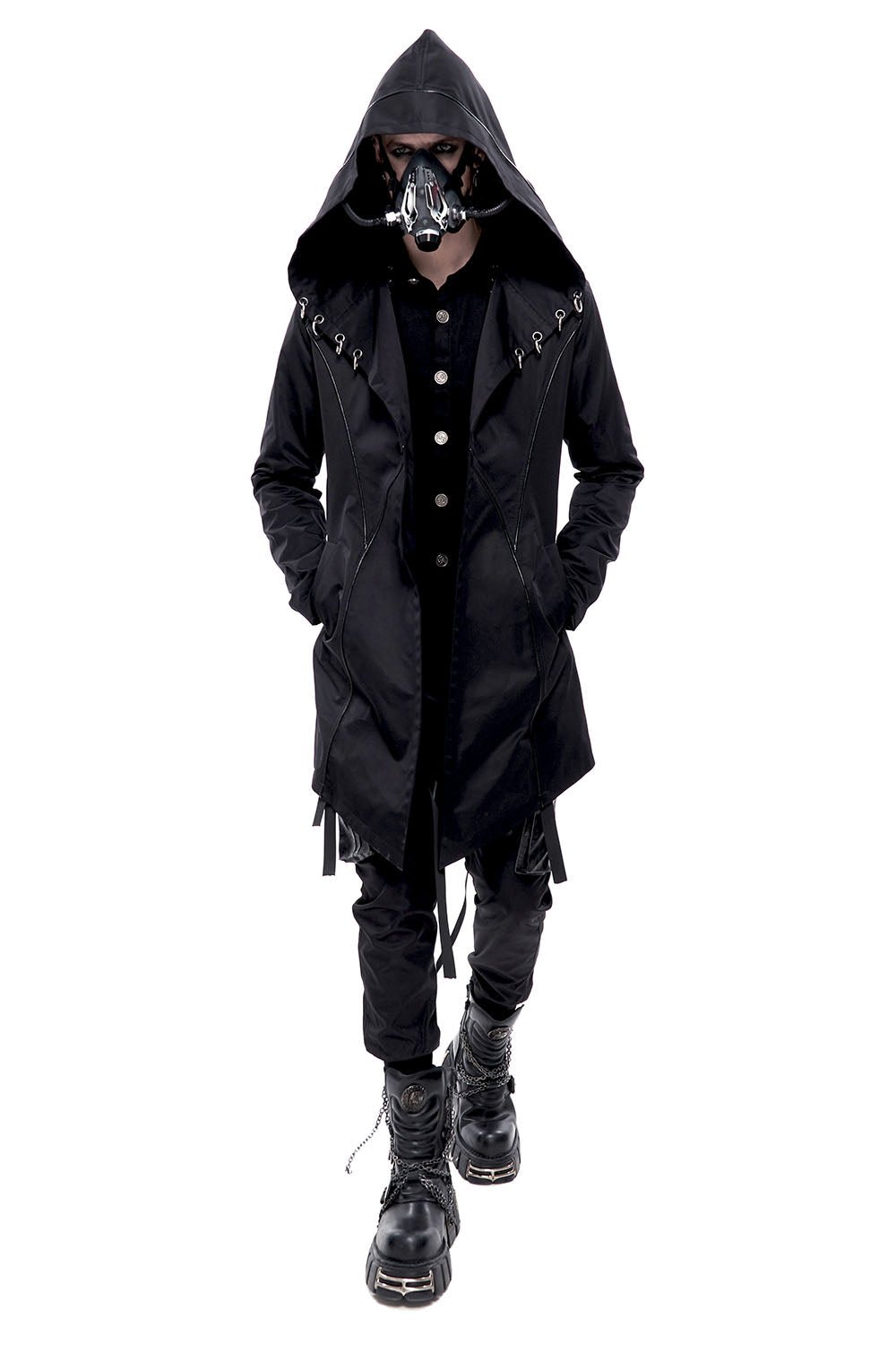 Black Butcher Pierced Coat - mens outerwear - VampireFreaks - Devil Fashion