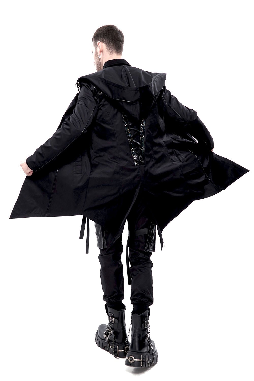 Black Butcher Pierced Coat - mens outerwear - VampireFreaks - Devil Fashion