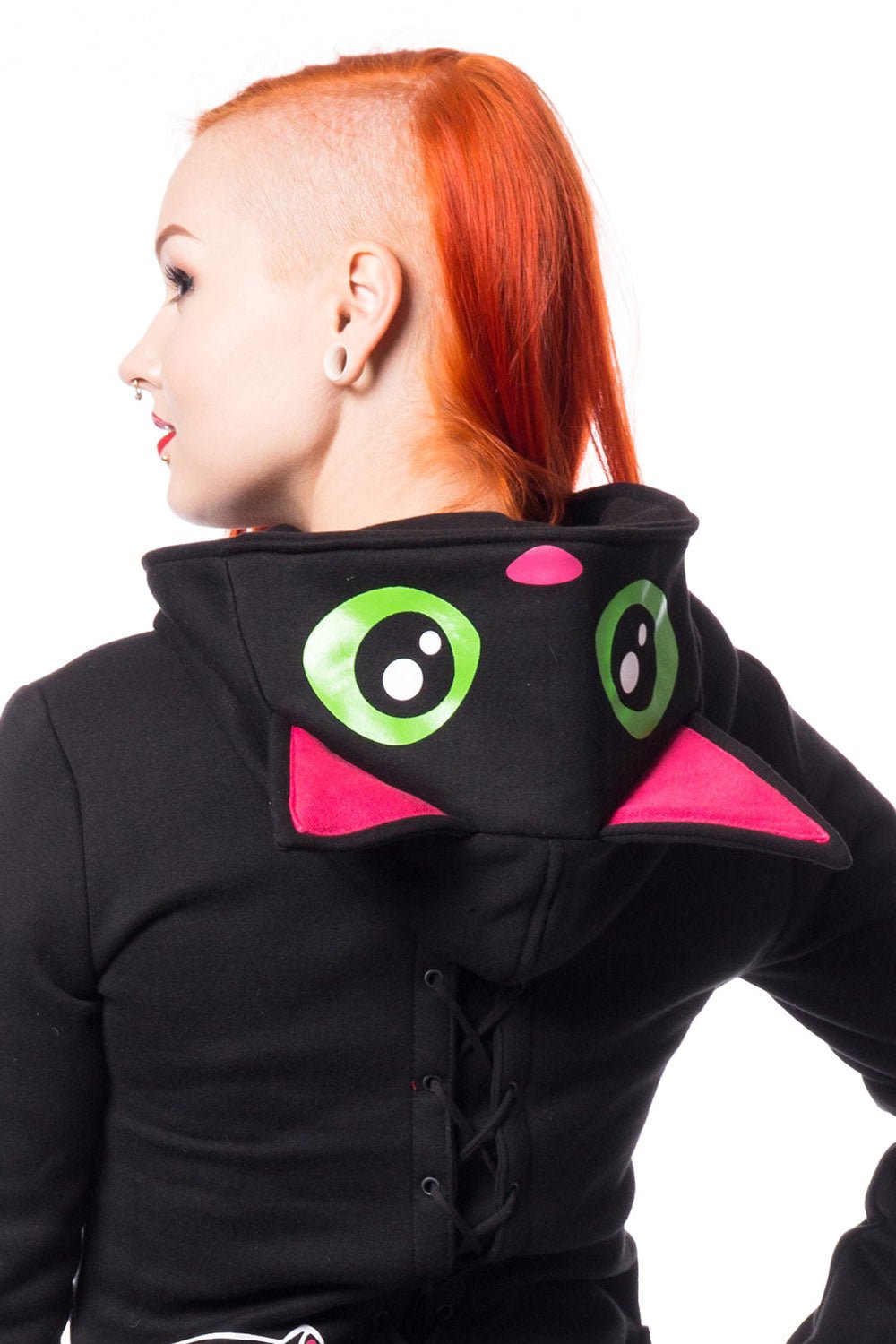 Black Cat Hoodie [BLACK] - womens outerwear - VampireFreaks - Poizen Industries