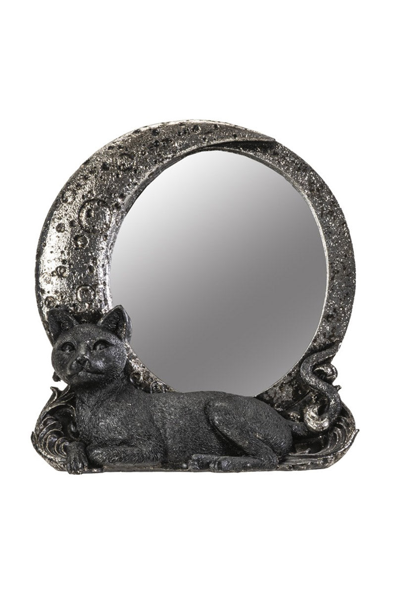 Decorative mirror with a cat design on a white background