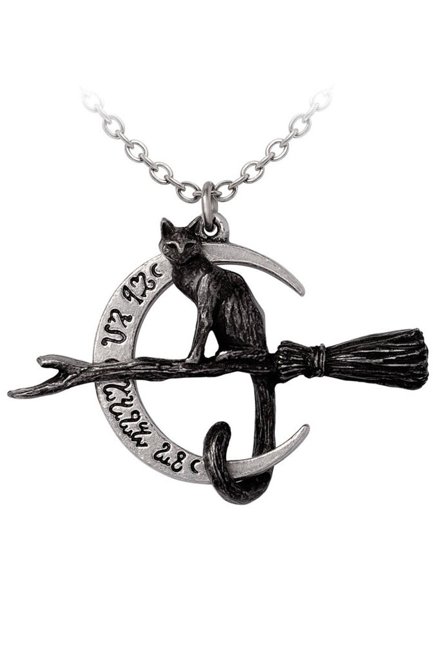 black cat moon necklace