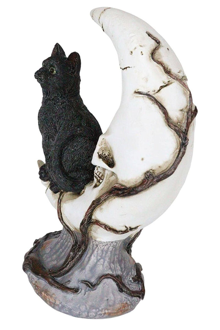 Black Cat on Moon Skull Statue - housewares - VampireFreaks - Pacific Giftware