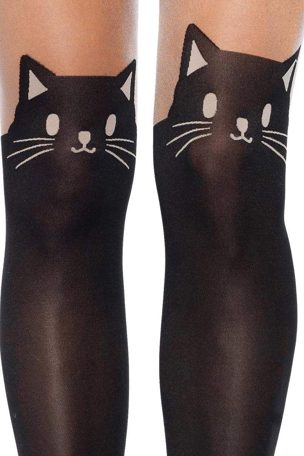 Black Cat Opaque Tights - socks & stockings - VampireFreaks - Leg Avenue