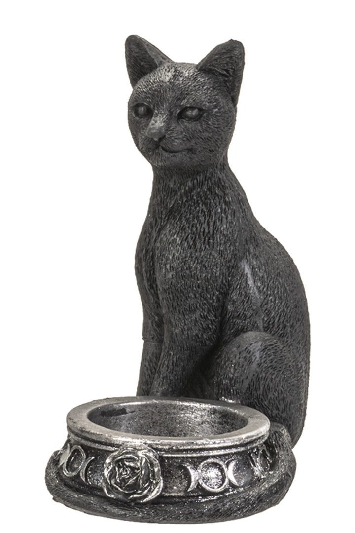 Black Cat Tea Light Candle Holder - housewares - VampireFreaks - Pacific Giftware