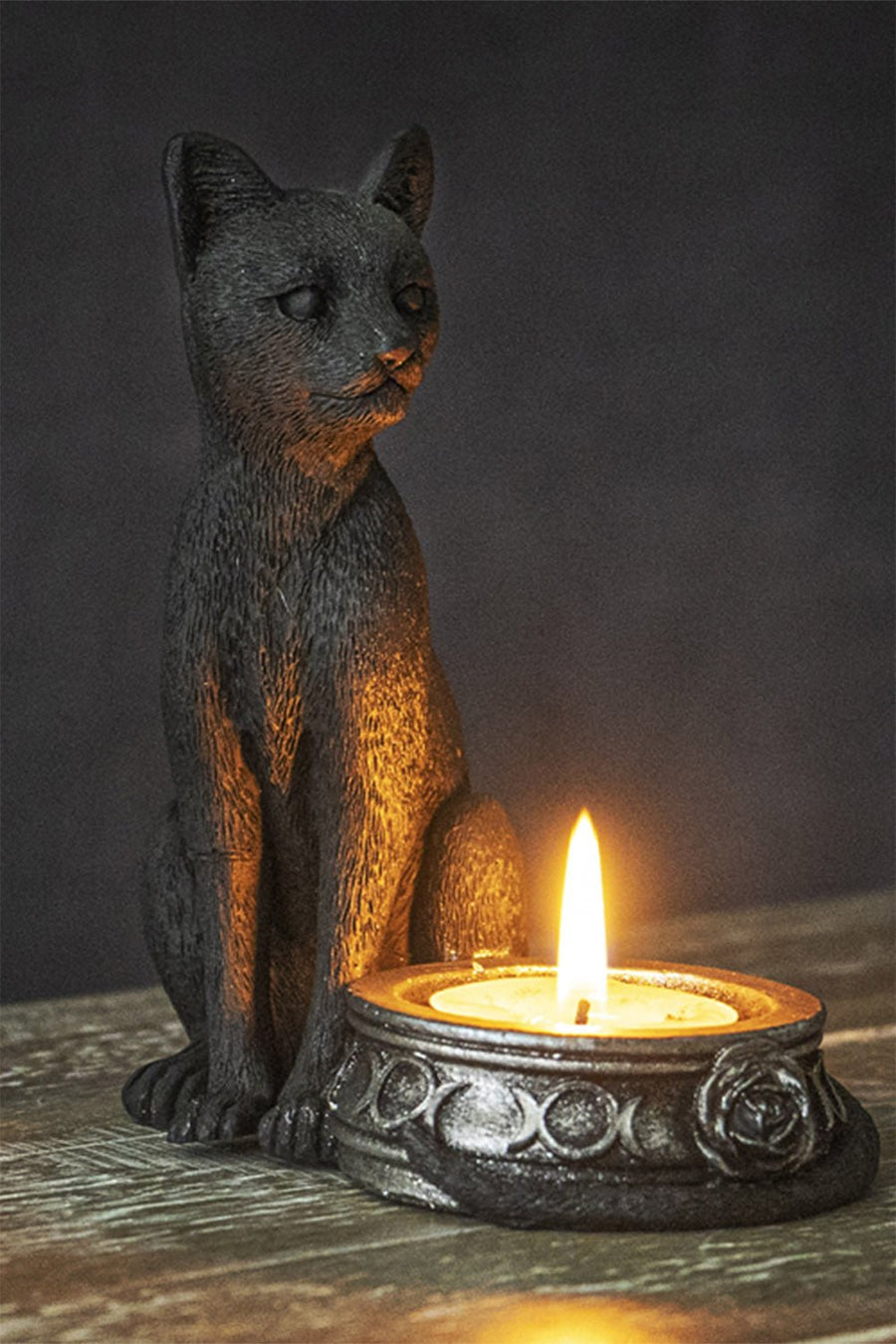 Black Cat Tea Light Candle Holder - housewares - VampireFreaks - Pacific Giftware