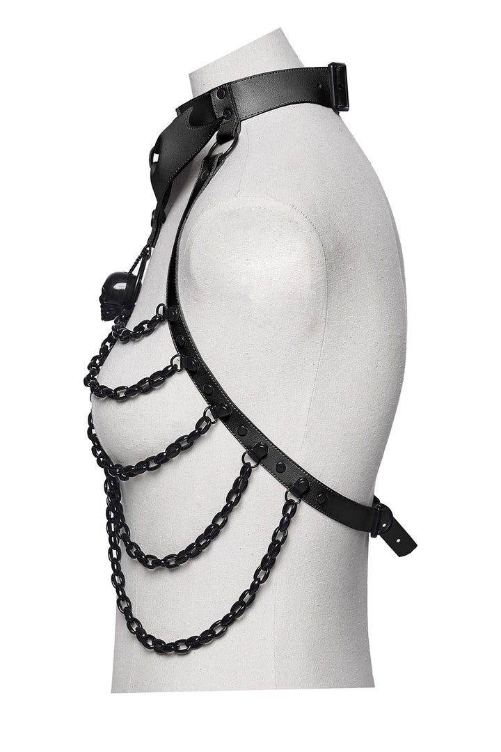 womens adjustable buckled gothic chain harness